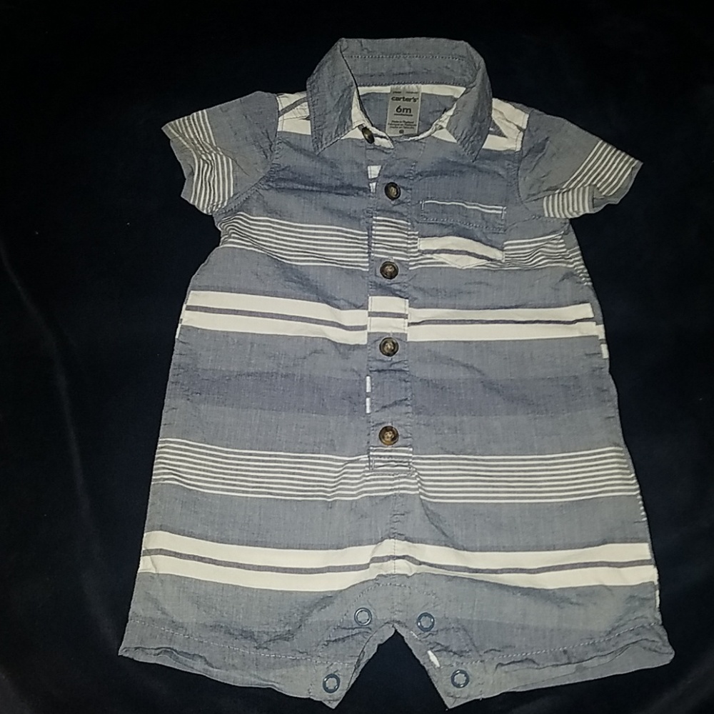 Carter's 6-month romper blue and white stripes